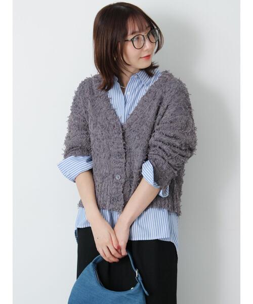 Te chichi TERRASSE（テチチテラス）の「Vネックチュールフリンジカーディガン（カーディガン/ボレロ・レディース・オフホワイト/グレー/ブラック・F）」の10枚目の写真