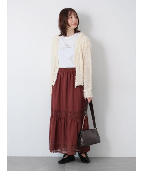 Te chichi TERRASSE（テチチテラス）の「Vネックチュールフリンジカーディガン（カーディガン/ボレロ・レディース・オフホワイト/グレー/ブラック・F）」の11枚目の写真