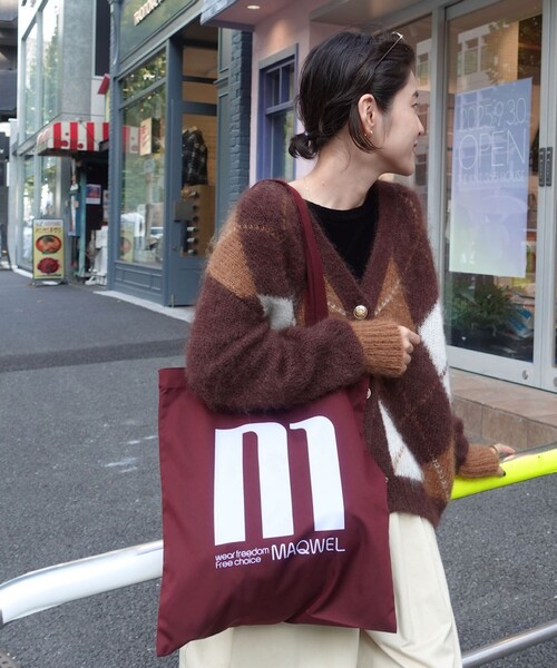 MAQWEL(マクウェル)の「【MAQWEL/マクウェル】TOTE BAG(トートバッグ・レディース・ボルドー/ブラック/キナリ・FREE)」の1枚目の写真