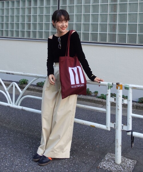 MAQWEL(マクウェル)の「【MAQWEL/マクウェル】TOTE BAG(トートバッグ・レディース・ボルドー/ブラック/キナリ・FREE)」の9枚目の写真