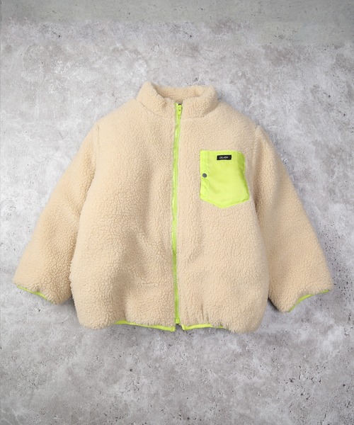 DILASH（ディラッシュ）の「バイカラーポケット付きボアジャケット（その他アウター・キッズ・ネイビー/ベージュ・80/140/130/120/110/100/90）」の2枚目の写真