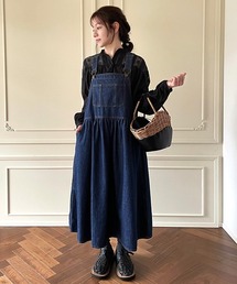 CERCA（チェルカ）の「【armoire*/アルモワール】サロペットギャザースカート コットンチノ/デニム（サロペット/オーバーオール）」