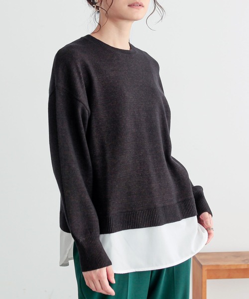 n'OrLABEL（ノアールレーベル）の「裾レイヤード風メランジニット（ニット/セーター・レディース・レッド系その他/ブラック系その他/ネイビー・2/1）」の2枚目の写真