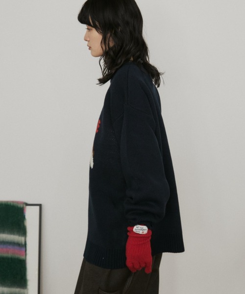 MERLOT（メルロー）の「オーバーサイズジャガードドッグニット（ニット/セーター・レディース・グレー/ネイビー・FREE）」の7枚目の写真