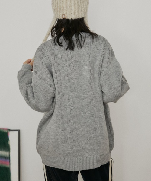 MERLOT（メルロー）の「オーバーサイズジャガードドッグニット（ニット/セーター・レディース・グレー/ネイビー・FREE）」の14枚目の写真