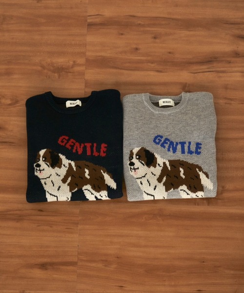 MERLOT（メルロー）の「オーバーサイズジャガードドッグニット（ニット/セーター・レディース・グレー/ネイビー・FREE）」の3枚目の写真