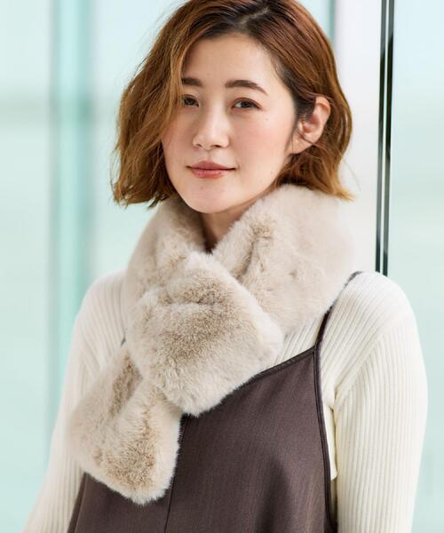 grove（グローブ）の「フェイクファー差し込みティペット（ストール/ショール・レディース・ライトベージュ/ブラウン系その他2/ベージュ系その他3/グレー・00）」の4枚目の写真