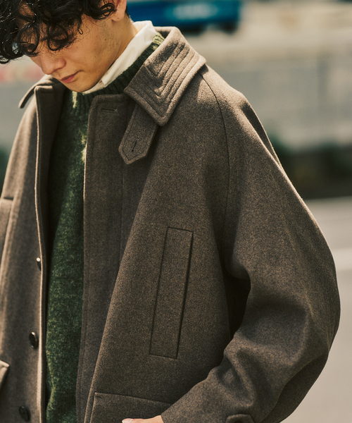 417 EDIFICE(フォーワンセブンエディフィス)の「ANOTHER OFFICE 417別注 Voyager Bold Balmacaan Coat バルマカーンコート(ステンカラーコート・メンズ・ブラウン・1/2/3)」の20枚目の写真