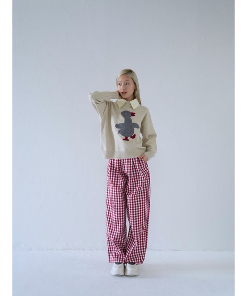 Uenui（ウニュイ）の「duck knit sweater（ニット/セーター・レディース・グレー/アイボリー・FREE）」の5枚目の写真