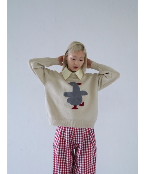 Uenui（ウニュイ）の「duck knit sweater（ニット/セーター・レディース・グレー/アイボリー・FREE）」の12枚目の写真