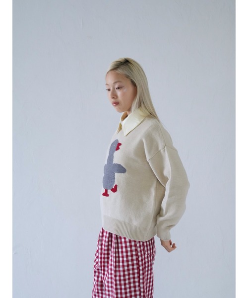 Uenui（ウニュイ）の「duck knit sweater（ニット/セーター・レディース・グレー/アイボリー・FREE）」の13枚目の写真