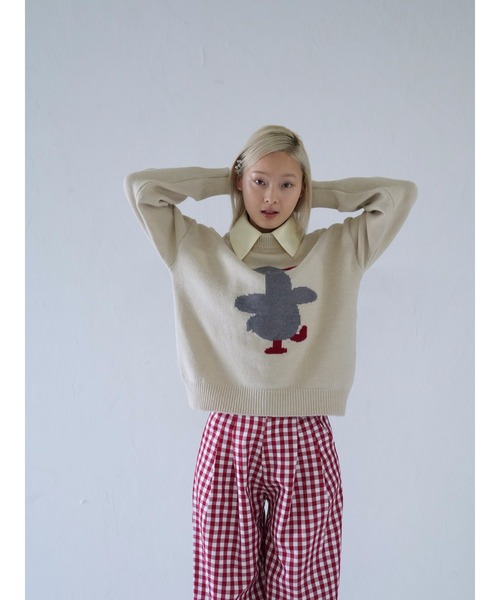Uenui（ウニュイ）の「duck knit sweater（ニット/セーター・レディース・グレー/アイボリー・FREE）」の14枚目の写真