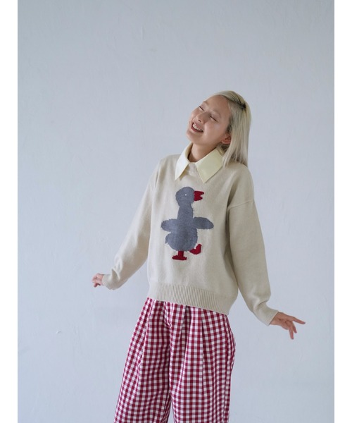 Uenui（ウニュイ）の「duck knit sweater（ニット/セーター・レディース・グレー/アイボリー・FREE）」の15枚目の写真