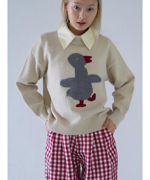 Uenui（ウニュイ）の「duck knit sweater（ニット/セーター・レディース・グレー/アイボリー・FREE）」の17枚目の写真