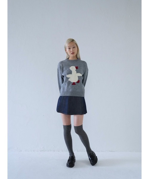 Uenui（ウニュイ）の「duck knit sweater（ニット/セーター・レディース・グレー/アイボリー・FREE）」の18枚目の写真