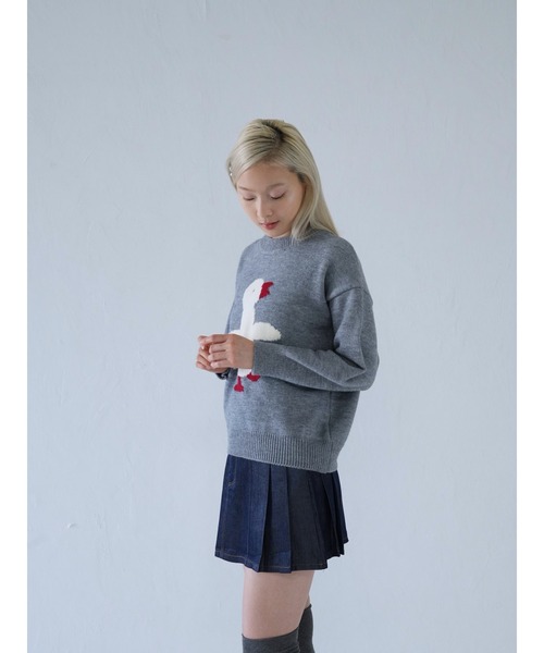 Uenui（ウニュイ）の「duck knit sweater（ニット/セーター・レディース・グレー/アイボリー・FREE）」の19枚目の写真