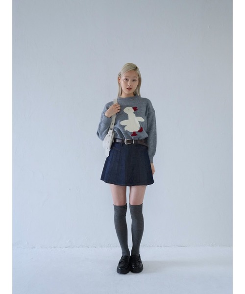 Uenui（ウニュイ）の「duck knit sweater（ニット/セーター・レディース・グレー/アイボリー・FREE）」の21枚目の写真