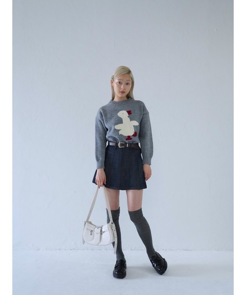 Uenui（ウニュイ）の「duck knit sweater（ニット/セーター・レディース・グレー/アイボリー・FREE）」の22枚目の写真
