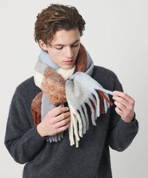 ブラッシュド ブロックチェック マフラー