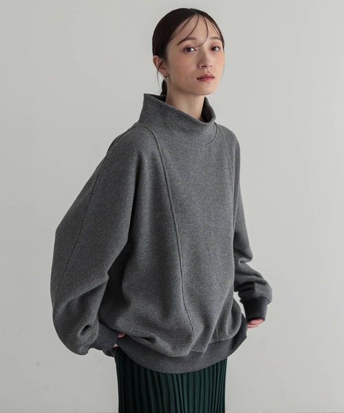 n'OrLABEL(ノアールレーベル)の「ハイネックワッフルドルマンカットソー(Tシャツ/カットソー・レディース・杢グレー/ブルー/ブラック・FREE)」の8枚目の写真