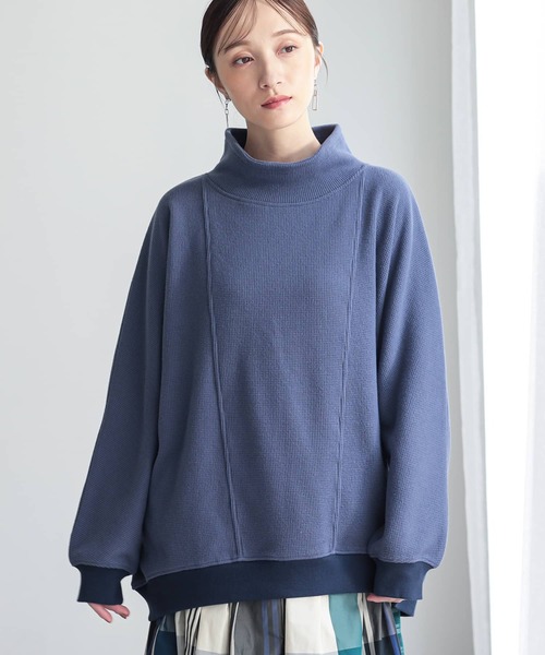 n'OrLABEL(ノアールレーベル)の「ハイネックワッフルドルマンカットソー(Tシャツ/カットソー・レディース・杢グレー/ブルー/ブラック・FREE)」の5枚目の写真
