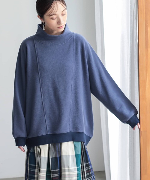 n'OrLABEL(ノアールレーベル)の「ハイネックワッフルドルマンカットソー(Tシャツ/カットソー・レディース・杢グレー/ブルー/ブラック・FREE)」の6枚目の写真