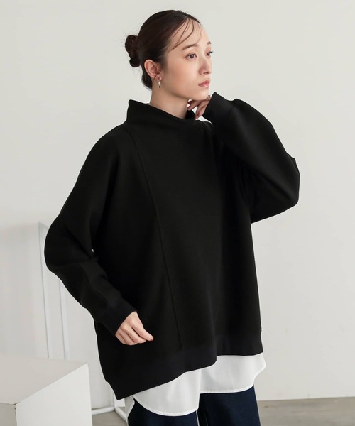 n'OrLABEL(ノアールレーベル)の「ハイネックワッフルドルマンカットソー(Tシャツ/カットソー・レディース・杢グレー/ブルー/ブラック・FREE)」の20枚目の写真