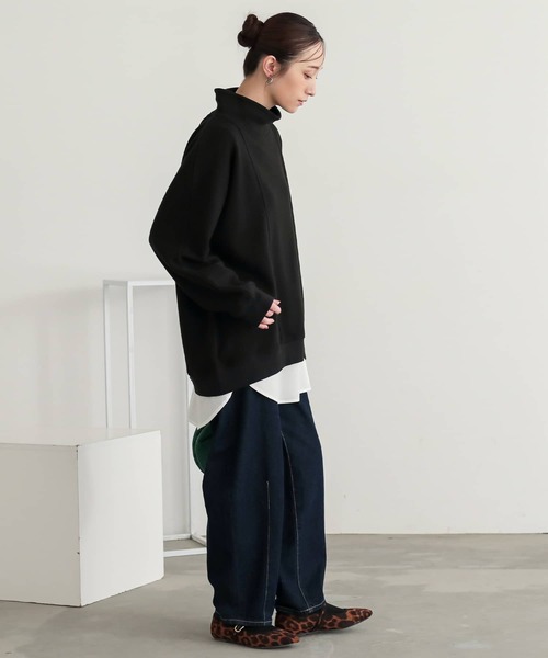n'OrLABEL(ノアールレーベル)の「ハイネックワッフルドルマンカットソー(Tシャツ/カットソー・レディース・杢グレー/ブルー/ブラック・FREE)」の14枚目の写真