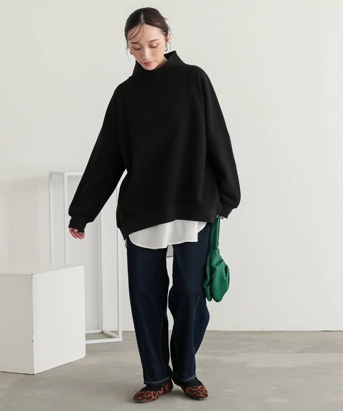 n'OrLABEL(ノアールレーベル)の「ハイネックワッフルドルマンカットソー(Tシャツ/カットソー・レディース・杢グレー/ブルー/ブラック・FREE)」の16枚目の写真