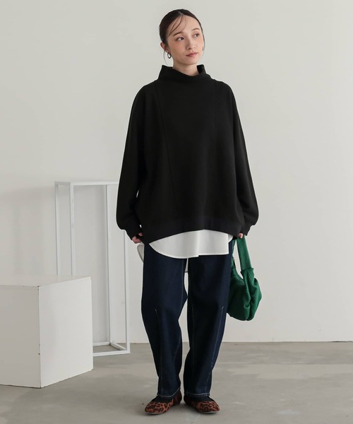 n'OrLABEL(ノアールレーベル)の「ハイネックワッフルドルマンカットソー(Tシャツ/カットソー・レディース・杢グレー/ブルー/ブラック・FREE)」の17枚目の写真