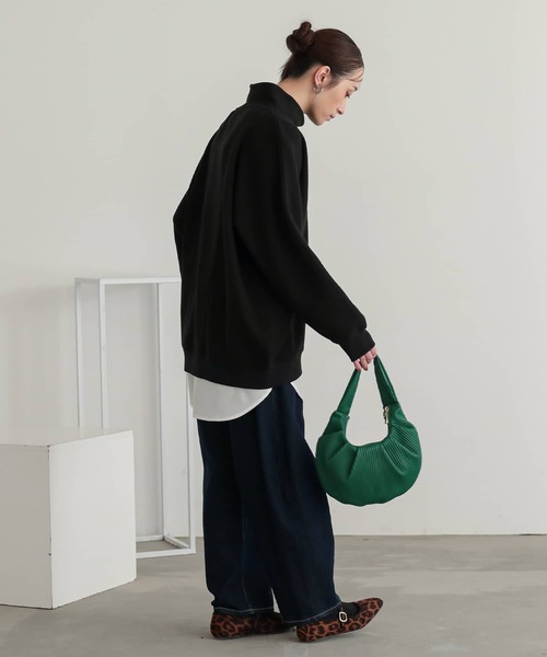 n'OrLABEL(ノアールレーベル)の「ハイネックワッフルドルマンカットソー(Tシャツ/カットソー・レディース・杢グレー/ブルー/ブラック・FREE)」の18枚目の写真