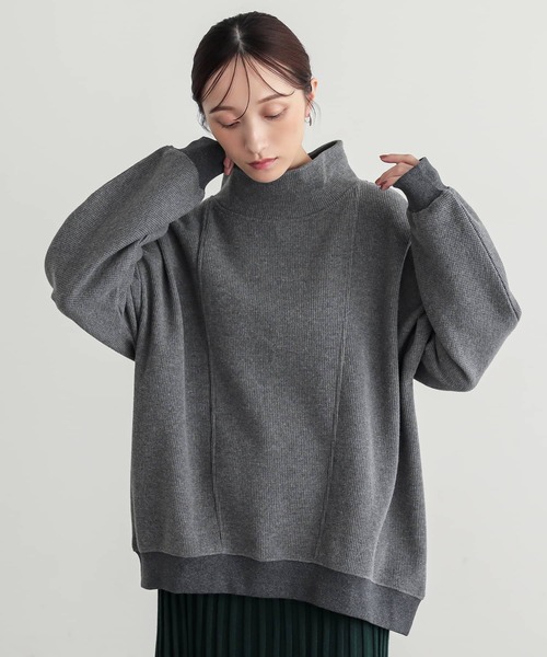 n'OrLABEL(ノアールレーベル)の「ハイネックワッフルドルマンカットソー(Tシャツ/カットソー・レディース・杢グレー/ブルー/ブラック・FREE)」の19枚目の写真