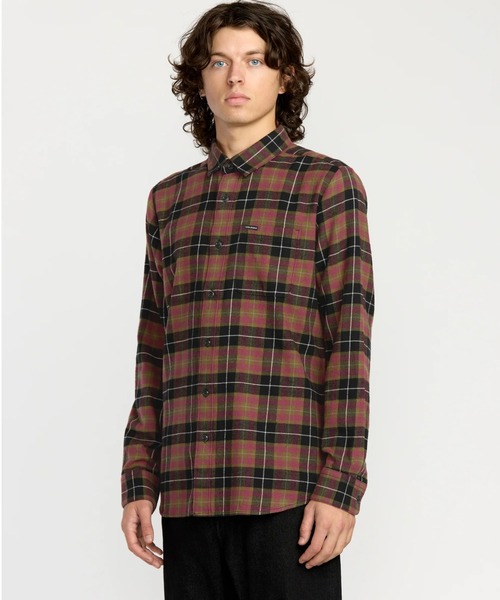 VOLCOM(ボルコム)の「VOLCOM CADEN PLAID LS/ボルコムチェック長袖シャツ(シャツ/ブラウス・メンズ・レッド系その他/ブラック・MEDIUM/LARGE)」の6枚目の写真