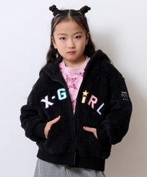 X-girl Stages | 【TBSドラマ フェイクマミー 着用アイテム】ロゴアップリケ刺しゅうフラッフィージップパーカー(パーカー)