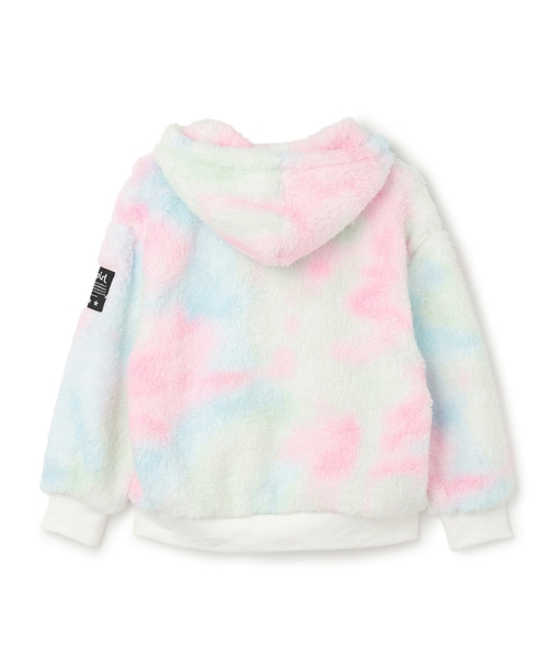 X-girl Stages（エックスガールステージス）の「【TBSドラマ フェイクマミー 着用アイテム】ロゴアップリケ刺しゅうフラッフィージップパーカー（パーカー・キッズ・ブラック/カラフル/ラベンダー・80ｃｍ/110cm/120cm/130cm/140cm/90cm/100cm）」の4枚目の写真