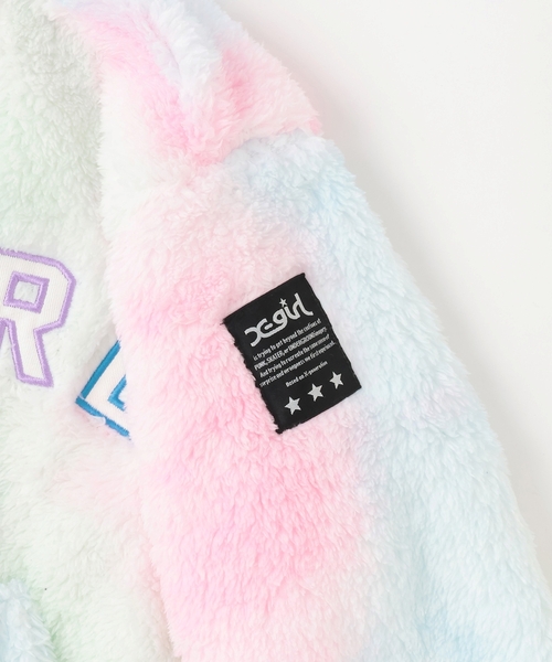 X-girl Stages（エックスガールステージス）の「【TBSドラマ フェイクマミー 着用アイテム】ロゴアップリケ刺しゅうフラッフィージップパーカー（パーカー・キッズ・ブラック/カラフル/ラベンダー・80ｃｍ/110cm/120cm/130cm/140cm/90cm/100cm）」の6枚目の写真