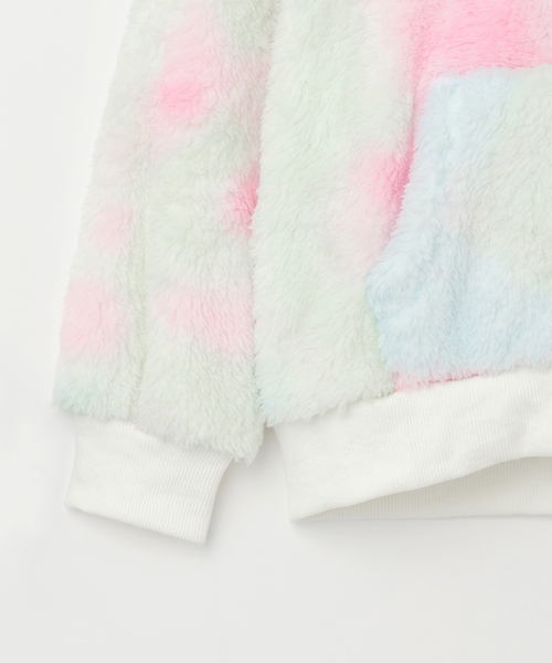 X-girl Stages（エックスガールステージス）の「【TBSドラマ フェイクマミー 着用アイテム】ロゴアップリケ刺しゅうフラッフィージップパーカー（パーカー・キッズ・ブラック/カラフル/ラベンダー・80ｃｍ/110cm/120cm/130cm/140cm/90cm/100cm）」の7枚目の写真