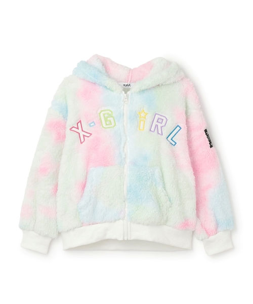 X-girl Stages（エックスガールステージス）の「【TBSドラマ フェイクマミー 着用アイテム】ロゴアップリケ刺しゅうフラッフィージップパーカー（パーカー・キッズ・ブラック/カラフル/ラベンダー・80ｃｍ/110cm/120cm/130cm/140cm/90cm/100cm）」の11枚目の写真