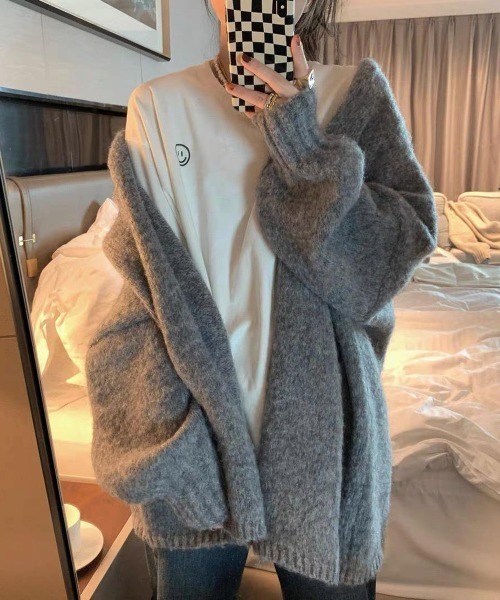 NEW GENTLEMAN（ニュージェントルマン）の「エルフィー ルーズカーディガン（カーディガン/ボレロ・レディース・グレー/ベージュ・FREE）」の2枚目の写真