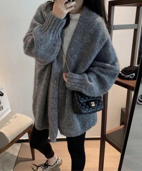 NEW GENTLEMAN（ニュージェントルマン）の「エルフィー ルーズカーディガン（カーディガン/ボレロ・レディース・グレー/ベージュ・FREE）」の3枚目の写真