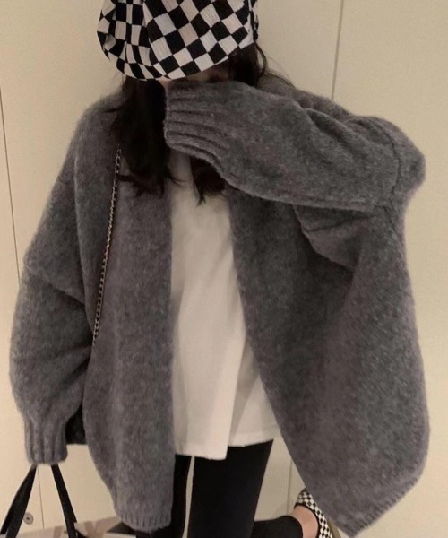 NEW GENTLEMAN（ニュージェントルマン）の「エルフィー ルーズカーディガン（カーディガン/ボレロ・レディース・グレー/ベージュ・FREE）」の5枚目の写真