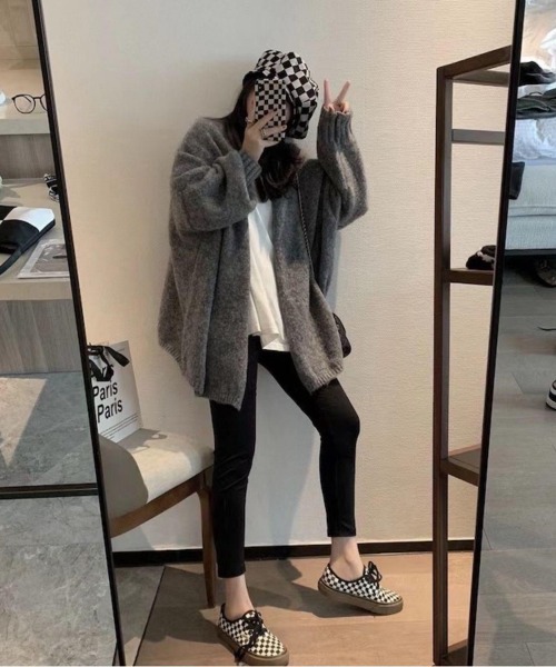 NEW GENTLEMAN（ニュージェントルマン）の「エルフィー ルーズカーディガン（カーディガン/ボレロ・レディース・グレー/ベージュ・FREE）」の7枚目の写真