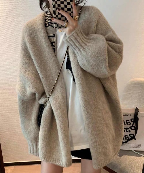 NEW GENTLEMAN（ニュージェントルマン）の「エルフィー ルーズカーディガン（カーディガン/ボレロ・レディース・グレー/ベージュ・FREE）」の8枚目の写真