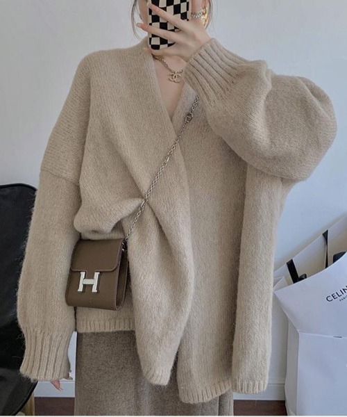 NEW GENTLEMAN（ニュージェントルマン）の「エルフィー ルーズカーディガン（カーディガン/ボレロ・レディース・グレー/ベージュ・FREE）」の10枚目の写真