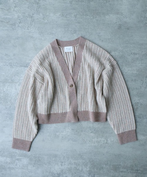 yuni（ユニ　）の「ウールコットン針抜きshortカーディガン（カーディガン/ボレロ・レディース・ホワイト/ピンク/カーキ・FREE）」の3枚目の写真