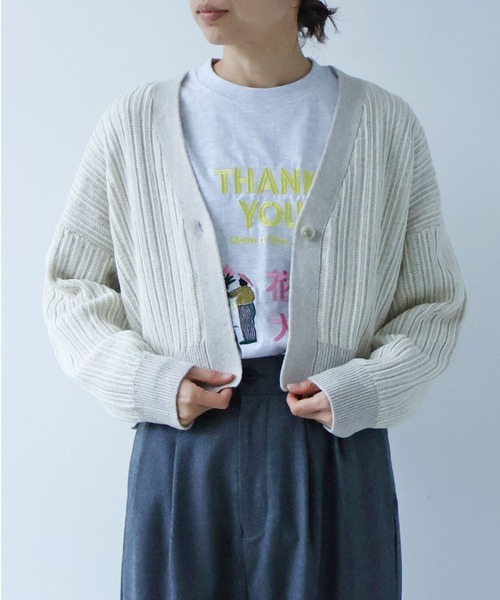 yuni（ユニ　）の「ウールコットン針抜きshortカーディガン（カーディガン/ボレロ・レディース・ホワイト/ピンク/カーキ・FREE）」の12枚目の写真