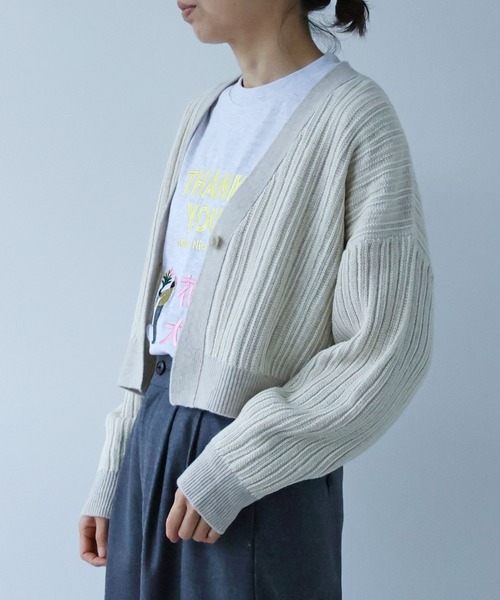 yuni（ユニ　）の「ウールコットン針抜きshortカーディガン（カーディガン/ボレロ・レディース・ホワイト/ピンク/カーキ・FREE）」の14枚目の写真