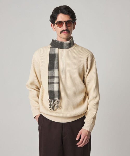 Steven Alan（スティーブンアラン）の「＜Steven Alan＞ T/C 9G アゼ ハーフジップ ドライバーズ ニット（ニット/セーター・メンズ・ブラック/オフホワイト・S/M/L/XL）」の2枚目の写真