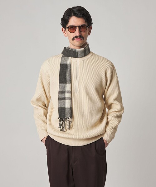 Steven Alan（スティーブンアラン）の「＜Steven Alan＞ T/C 9G アゼ ハーフジップ ドライバーズ ニット（ニット/セーター・メンズ・ブラック/オフホワイト・S/M/L/XL）」の5枚目の写真