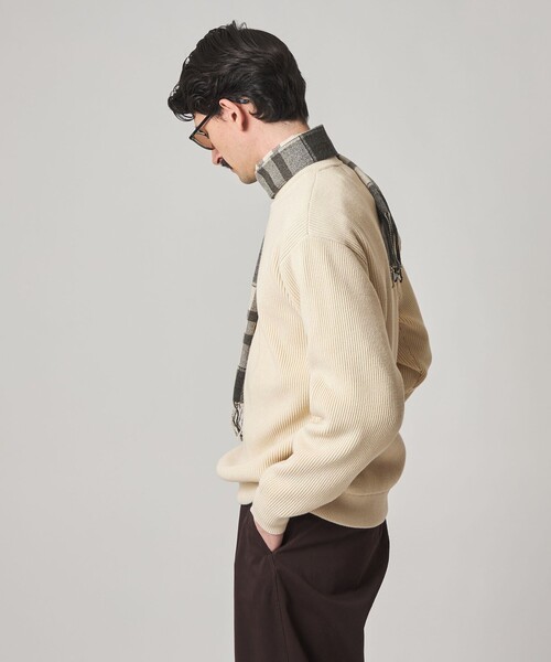 Steven Alan（スティーブンアラン）の「＜Steven Alan＞ T/C 9G アゼ ハーフジップ ドライバーズ ニット（ニット/セーター・メンズ・ブラック/オフホワイト・S/M/L/XL）」の6枚目の写真